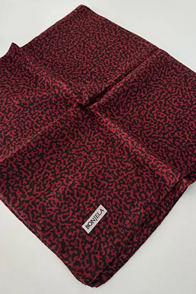 Bonjela Burgundy Leopard Print Angora Winter Cotton Scarf