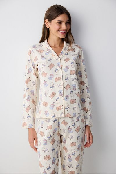 Penti Bearlerina Ecru Hemd-Hosen-Pyjama-Set