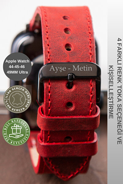 vagave Apple Watch 44 45 46 49 Mm Ultra Uyumlu Deri Kordon 3 4 5 6 7 Se 8 9 1...