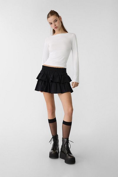 Stradivarius Wide Collar Polyamide T-Shirt