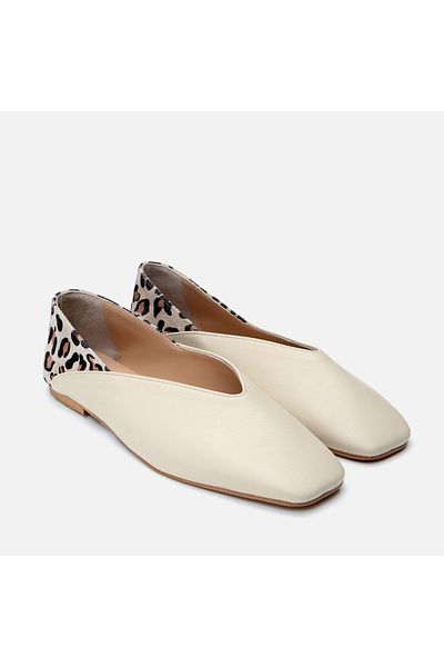 Hotiç Balerini de damă din piele naturală cu model leopard