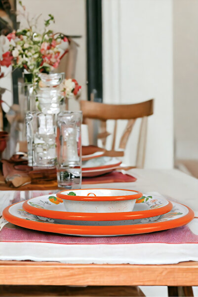 İnci Emaye 13-24-30 No 3-Piece Enameled Dinner Plate, Plate Serving, Food, Camping Picnic, Dowry, Gift