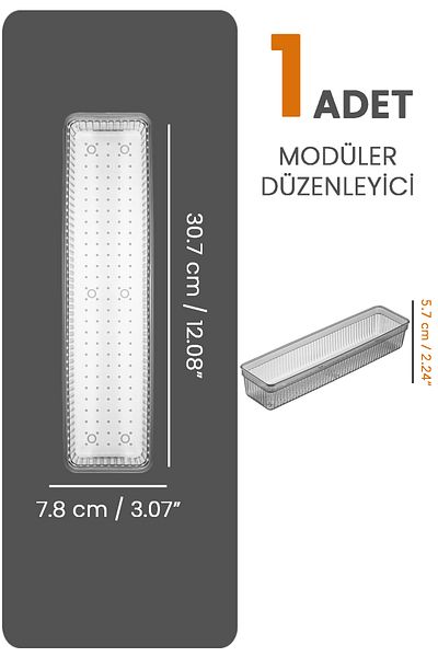 Meleni Home Sertar modular antracit și organizator de bijuterii pentru machiaj - 30,7 x 7,8 cm Organizator de birou