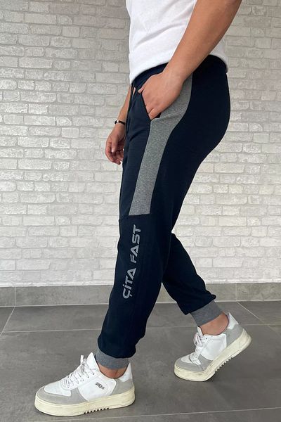 MİSHAR İTALİA Ανδρικό αθλητικό παντελόνι Jogger με ριμπ γράμματα Navy Blue
