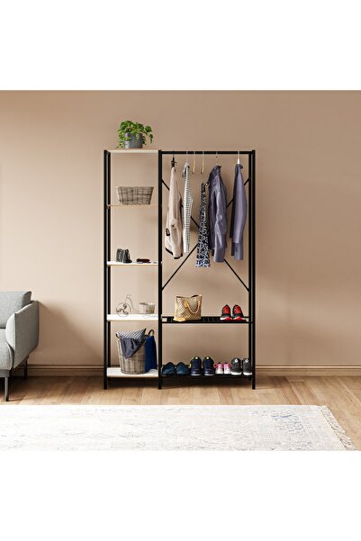 Güzelkan Çok Amaçlı Metal Ayaklı Raflı Dolap Ayakkabılık Portatif Portmanto G...
