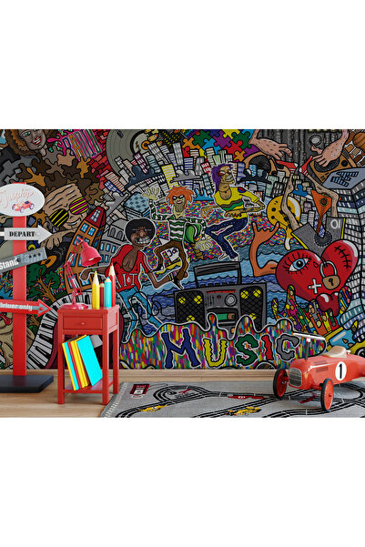 Tasarım Graffiti Sokak Sanatı Müzik Temalı Duvar Kağıdı