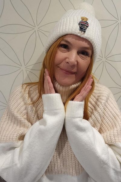 ZISHAN Beanie with Teddy Bear - Knitted Cotton Blend a Quality Pompom Ecru Beanie 888