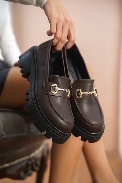 Daxtors Guaranteed D124 Women's Thick Sole Chain Loafer Casual Shoes
