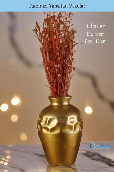 Evene Small Vase for Home Decoration - Table Top and Gold Color Model 46
