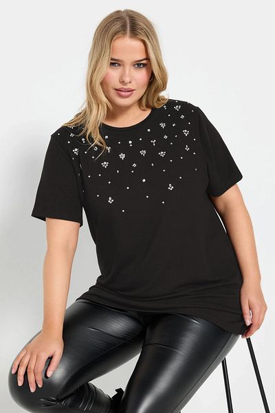 Stil Diva Tricou cu mânecă scurtă cu decolteu cu bicicletă de mărime mare 322283