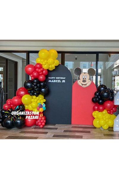 Organizasyon Pazarı Set of 100 Red-Yellow-Black Balloon Chains