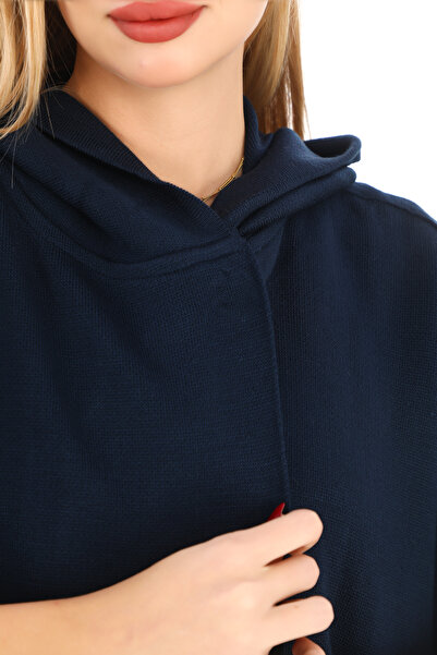 sportiness triko kapşonlu panço