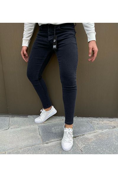 moda biz Ανδρικό Smoked Slim Fit Lycra Laser Jeans