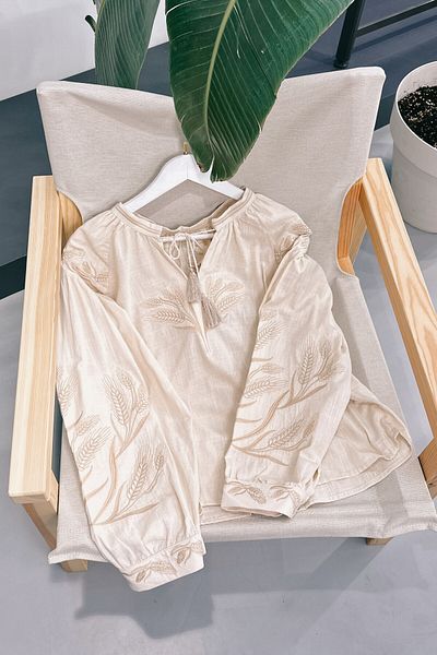 ModaSelin Ms251 Embroidered Laced Ecru Blouse