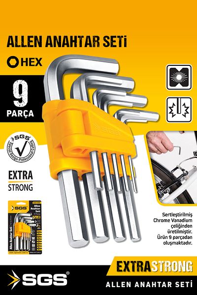 SGS Sgs1060 Allen 9 Pieces Key Set - Allen Set Cr-V