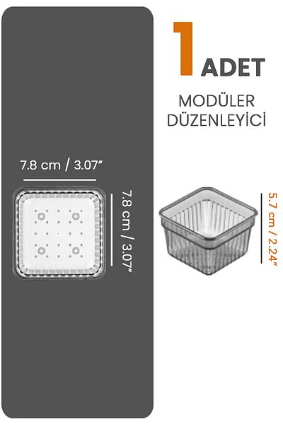 Meleni Home 7,8 x 7,8 cm Antracit Sertar modular și Organizator de bijuterii pentru machiaj pentru baie - Organizator de birou
