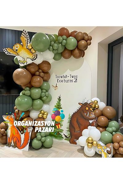 Organizasyon Pazarı Set of 60 White and Coffee Colored Chocolate Balloon Chains