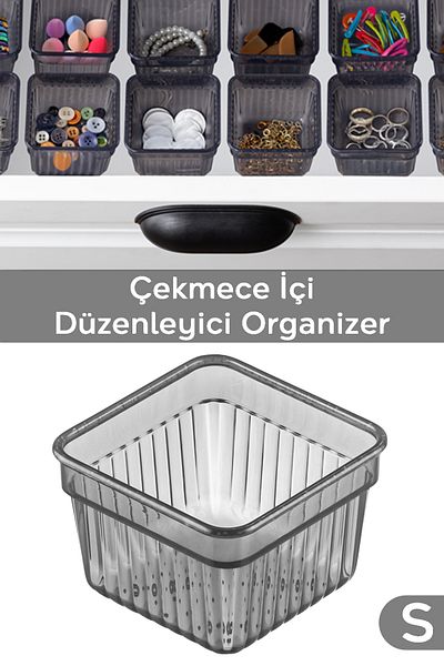 Meleni Home 7,8 x 7,8 cm Antracit Sertar modular și Organizator de bijuterii pentru machiaj pentru baie - Organizator de birou