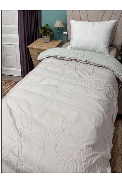 Clasy 100% Cotton Ranforce Single Double Sided Quilt Beige-Çagla Green