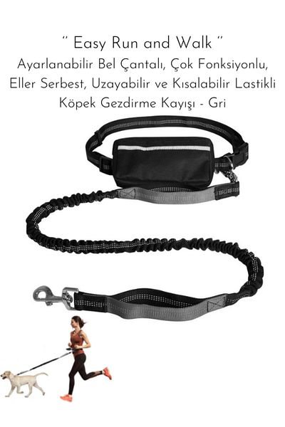 PAKEWAY Dog Walking Strap with Adjustable Waist Bag, Hands Free, Extendable-Shorted Elastic
