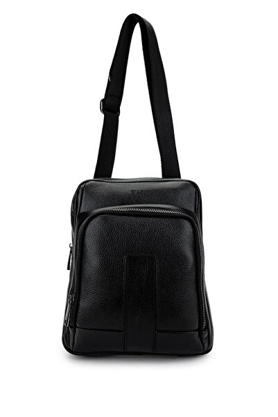 Tamer Tanca Erkek Hakiki Deri Siyah Postacı Çanta