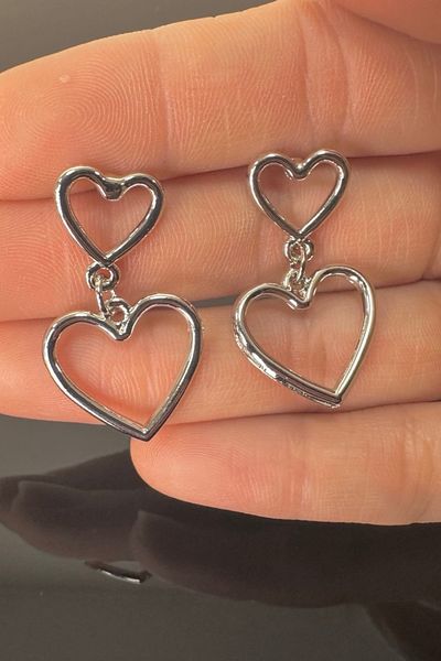 MAZEN 4cm Custom Plated - Heart Dangle Design Earrings