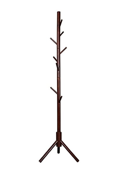 Taimi Sturdy Floor-Standing Coat Rack, Tree-Shaped, 3-Leg Base, Walnut Color