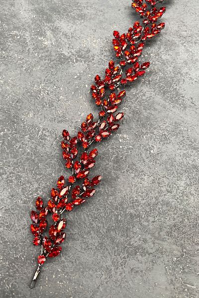Hayalperest boncuk Red Beryl Leaf Motif Bridal Henna Crown Hair Accessory