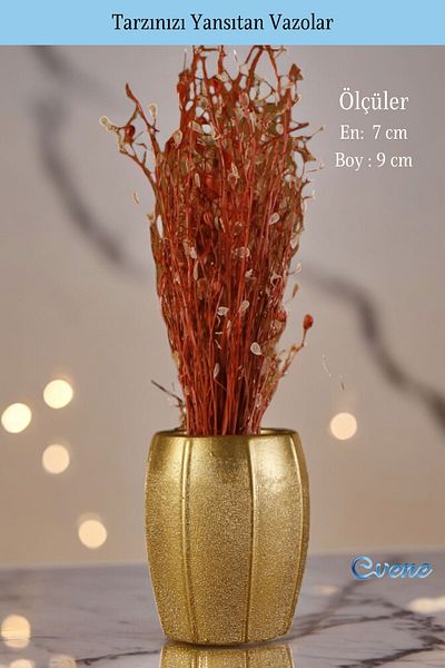 Evene Home Decoration Vase - Small, Table Top, Gold Color, Model 44