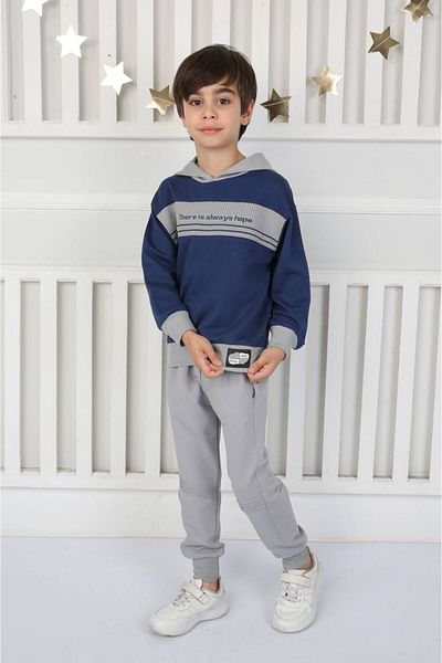 Beneti Boy's Hooded and Cuffed Knitted Detail No Raster Bottom-Top Suit