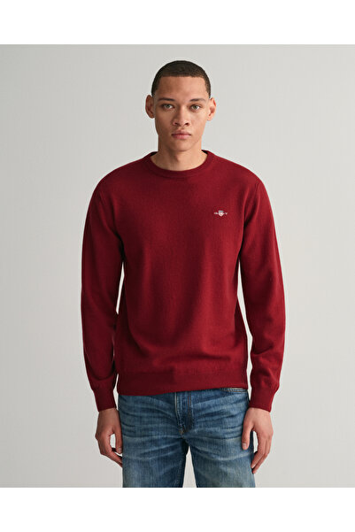 Gant Erkek Kırmızı Regular Fit Bisiklet Yaka Yün Kazak