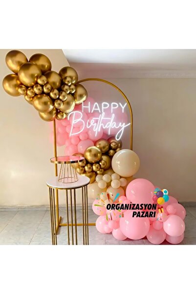 Organizasyon Pazarı مجموعة من 60 سلسلة بالونات من الكروم الذهبي والرمل البحري...