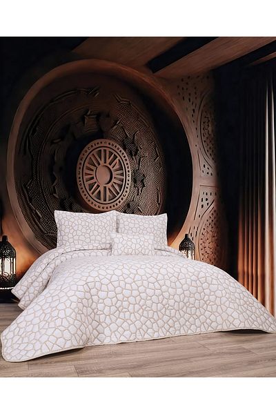 Bonne Maison Stone Beige 4 Piece Embroidered Bedspread Set