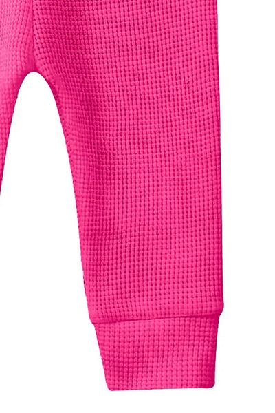 LUESS Girls' Cotton Waffle Pants - Fuchsia, Elastic Waist and Leg (3-4 Years 8-9 Years)