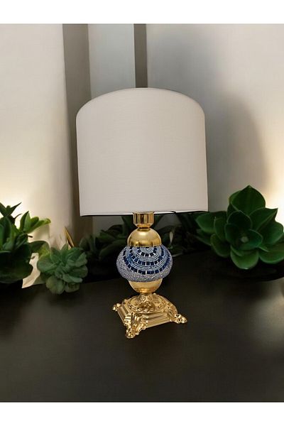 GİTTİGİTTİ White Patterned Decorative Lampshade - Gold Detailed