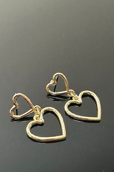 MAZEN 4cm Custom Plated - Heart Dangle Design Earrings