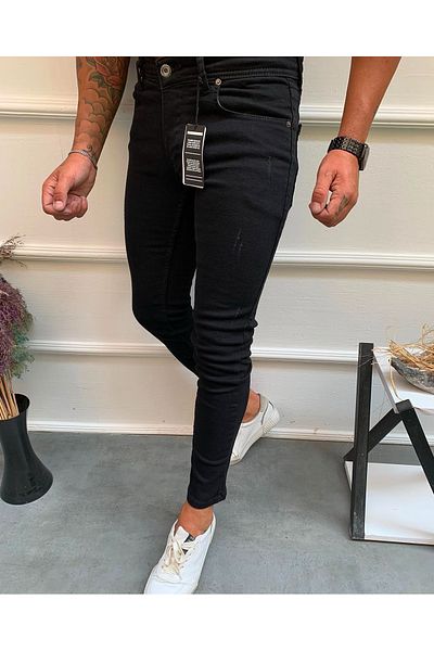 moda biz Ανδρικό μαύρο τζιν λέιζερ Lycra Slim Fit