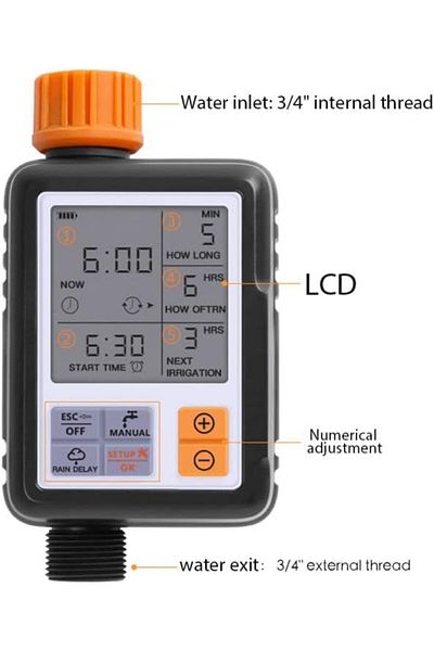Taimi Automatic Digital Timer for Irrigation System Black/Orange