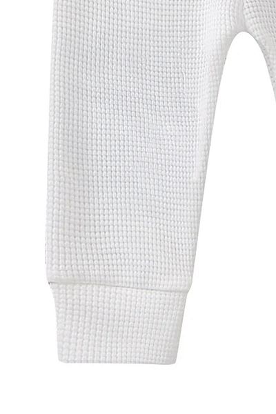 LUESS Girls - Waffle Print White Cotton Pants with Elastic Waist and Legs (3-4 Years 8-9 Years)
