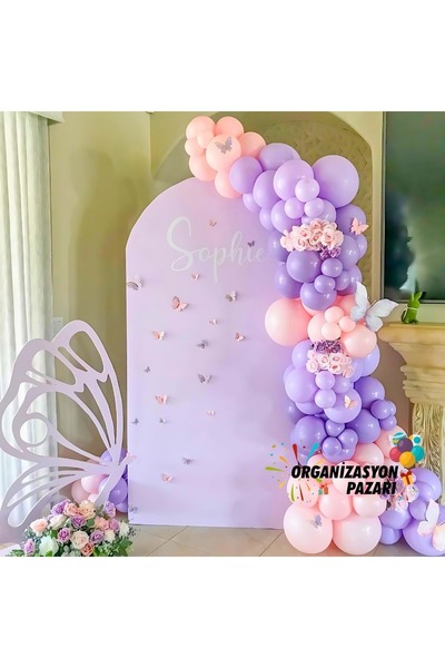 Organizasyon Pazarı مجموعة من 100 سلسلة بالونات سلمون أرجوانية معكرونة