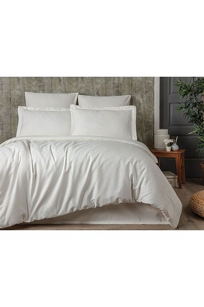 Sevim Set cuvertură de pilota Tivoli Double Jacquard și Satin - Crem - 200x220 Cm 100% Bumbac