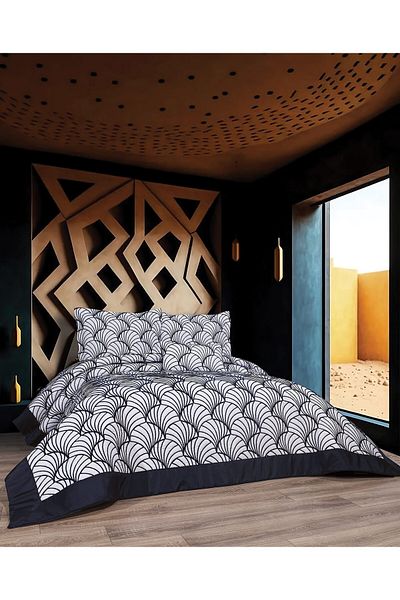 Bonne Maison Eva Navy Blue 4 Piece Embroidered Bedspread Set