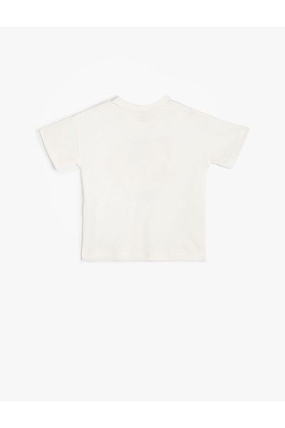 Koton T-Shirt Short Sleeve Slogan Printed Cotton