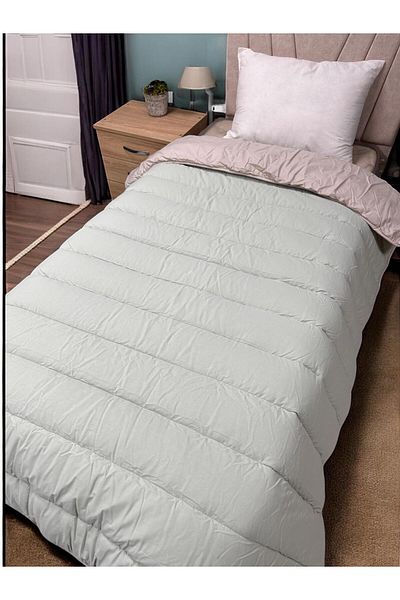 Clasy 100% Cotton Ranforce Single Double Sided Quilt Beige-Çagla Green
