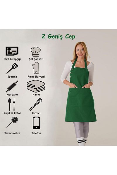 TOSHE Kitchen Apron Waterproof Chef Apron with 2 Wide Pockets Barista Apron Apron