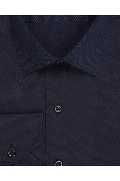 SÜVARİ Ανδρικό πουκάμισο με μοτίβο Navy Blue με λεπτή εφαρμογή