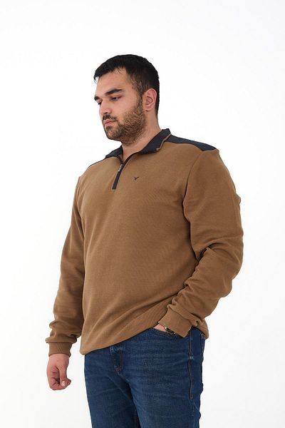 Maccali Men's Oversized Half Zip Oversized Mink Sweatshirt
