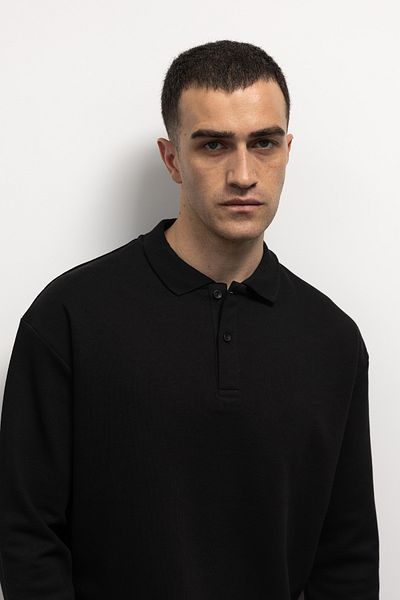 GIESTO Basic μακρυμάνικο μπλουζάκι Polo Neck - Μαύρο