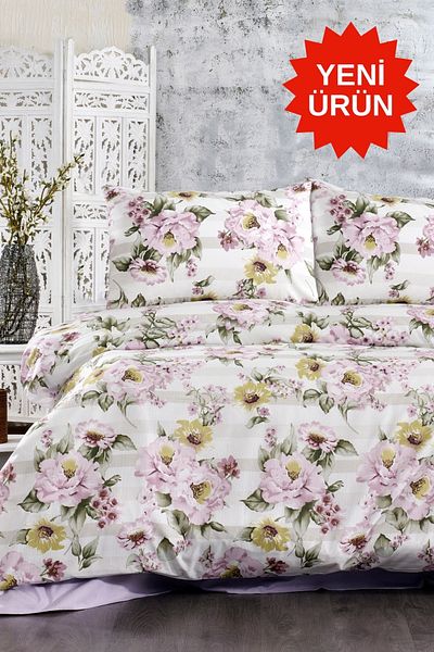 CANDAN ÇEYİZ Set de lenjerie de pat dublu din bumbac cu cearșafuri elastice Rosecan