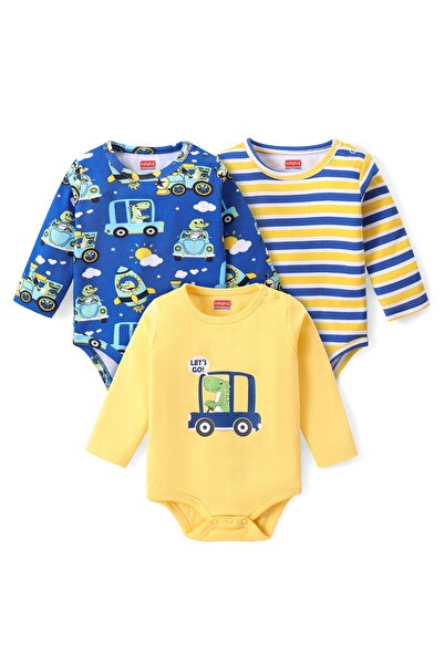 Babyhug طقم ملابس نوم بطبعة ديناصور بأكمام كاملة من القطن بنسبة 100%، مكون من...